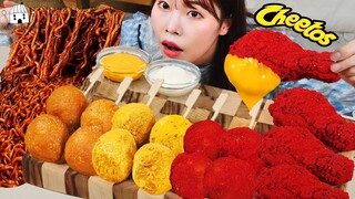 ASMR MUKBANG| 직접 만든 짜짜로니 & 치토스 양념치킨 치즈볼 먹방 & 레시피 BLACK BEAN NOODLES AND FRIED CHICKEN EATING