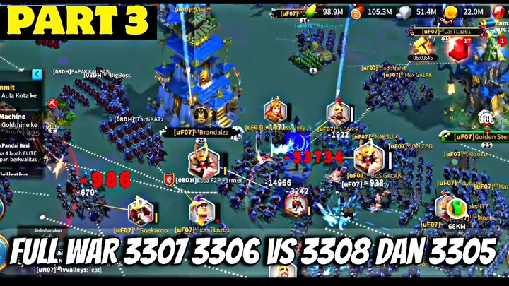 PART 3 FULL WAR!! KINGDOM 3307 3306 VS 3308 3305 #riseofkingdom #3307 #gamermuda #3308 #3305 #war