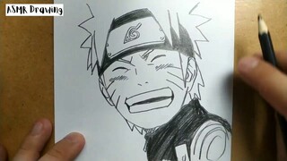 ASMR drawing Naruto ... VERY EASY ,, how to draw NARUTO manga from japan