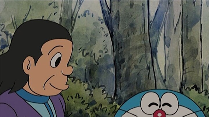 "Nobita 45 tahun kemudian melakukan perjalanan kembali ke masa kecilnya dan mengalami kegembiraan ma