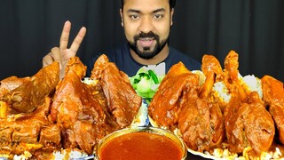 SPICY MUTTON CURRY, CHICKEN LEG PIECE CURRY, SALAD, GRAVY, RICE, CHILI MUKBANG ASMR EATING SHOW ||