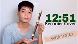 12:51 (Krissy and Ericka) - Recorder Flute Cover with Easy Letter Notes and Lyrics