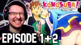 KONOSUBA Episode 1 & 2 REACTION | Anime Reaction