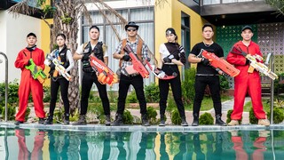 LTT Nerf War : Couple SEAL X Warriors Nerf Guns Fight Crime Group Dr Ken Crazy Bandits Guns Mod 2