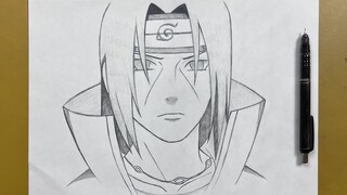 How to draw itachi uchiha step-by-step