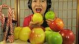 ASMR Eating apple .red apple, green Apple, yellow apple.