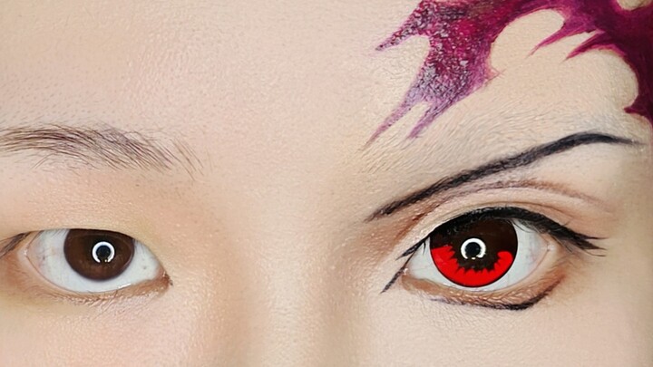 [Qi Guanqing] Demon Slayer Zamen Tanjiro cos imitation makeup eye makeup tutorial