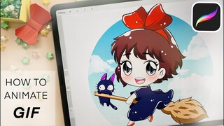 PROCREATE TUTORIAL (BEGINNER): How to ANIMATE GIF on your IPAD Step-by-step✨Kiki's Delivery Service✨