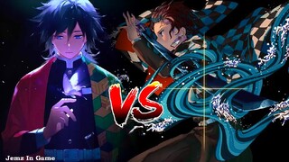 TANJIRO VS GIYU (WATER HASHIRA) FULL FIGHT HD | DEMON SLAYER | JEMZ IN GAME