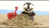 Penguin Sand castle Stop motion cartoon for children - BabyClay