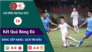 BẢNG XẾP HẠNG & KẾT QUẢ VÒNG 16 GIẢI VĐQG VIỆT NAM V.LEAGUE 2022