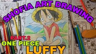 drawing anime one piece LUFFY kecil part.2 pewarnaan