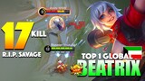 Beatrix RIP SAVAGE🔥 She's a Bully Laner! | Top 1 Global Beatrix Gameplay By Rooster Youtube ~ MLBB