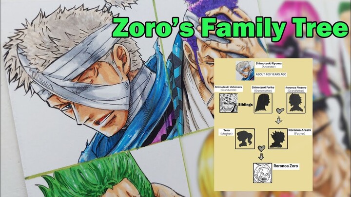 Drawing Zoro’s Family Tree | Shimotsuki Clan | One Piece | ワンピース
