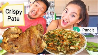 CRISPY PATA + PANCIT BILAO MUKBANG + Tips Paano hindi tumaba | COUPLE MUKBANG