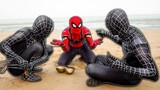 SPIDER-MAN vs DOUBLE VENOM In Real Life | Battle On The Beach | Comedy Funny Video