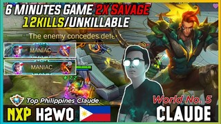 H2wo Claude 2x Maniac + 12kills in 6 Minutes| World No. 5 Claude H2wo