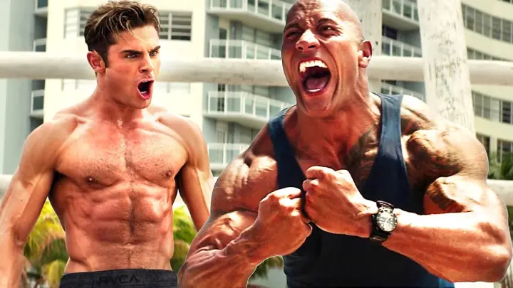 Zac Efron VS Dwayne Johnson in the Big Boys Competition | Baywatch | CLIP