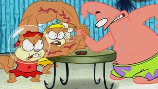 Patrick just beat the little squirrel head-on, but Sandy still knows how to take care of children