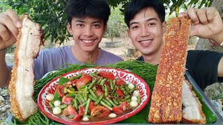 ตำถั่วรสเด็ด หมูกรอบหนังฟูๆ แซ่บนัวสุดยอดหลายคัก.