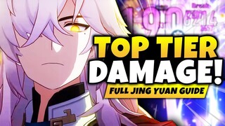 JING YUAN IS AMAZING! Best E0 Jing Yuan Guide & Build (Techs, Relics, Teams & Light Cones) - Honkai