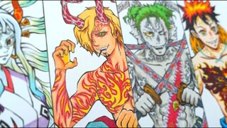 Drawing STRAWHAT CREW & Co. as 12 KIZUKI| ONEPIECE x KIMETSU NO YAIBA/DEMON SLAYER 鬼滅の刃