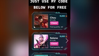 FREE SKIN JUST VISIT TIKTOK TREATS AND USE MY CODE BELOW FOR ADDITIONAL POINTS mobilelegends LoveMumsSmile 515partymobilelegends tiktoktreats