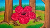 Menggambar bunga Raflesia || Cara menggambar bunga yang mudah || Mewarnai bunga dengan crayon
