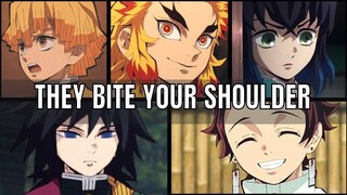 They bite your shoulder - Demon slayer x listener asmr