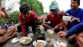 ตึกปลากินข้าวป่าก้อยปลาใส่หัวเรือ ดงปลิงควาย บรรยากาศอันอบอุ่น หาอยู่หากิน วีธีเอาปลิงออกเมื่อโดนกัด