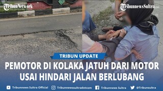 Hindari Jalan Berlubang, Pengendara Wanita di Kolaka Sulawesi Tenggara Terjatuh dari Sepeda Motor