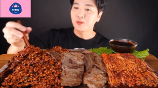 Mukbang mì cay, nấm cay và thịt nướng #anngon