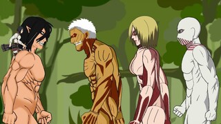 Eren Yeager, Mikasa vs Female Titan, Armor Titan, Warhammer Titan AOT - Drawing Cartoon 2