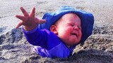 Try Not To Laugh : Funny Situations Baby Playing on the Beach | Funny Baby Videos