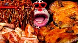 [Real Mouth] Bữa tiệc gà quay khổng lồ, ăn cùng mỳ tương đen thơm, ngon, béo ngậy #asmr #mukbang