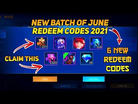 NEW 6 REDEEM CODES IN MOBILE LEGENDS | THIS JUNE 2021 | REDEEM NOW (WITH PROOF) || MLBB