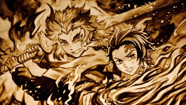 [Demon Slayer Mugen Train/Sand Painting] He burned the whole night, but disappeared when dawn came