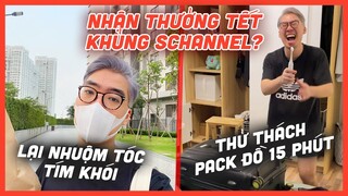 NHẬN THƯỞNG TẾT SCHANNEL mình làm gì? Nhuộm tóc tím khói 💸 thử thách Pack đồ 15 Phút về quê ăn tết