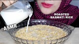 ASMR RAW RICE EATING| ROASTED BASMATI RICE WITH MILK || MAKAN BERAS MENTAH PAKE SUSU| ASMR INDONESIA