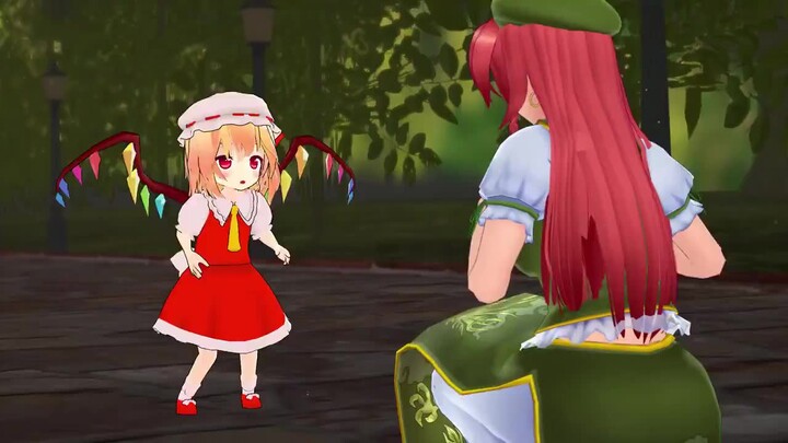 Little Fran tries to catch the fruit thrown by Meiling