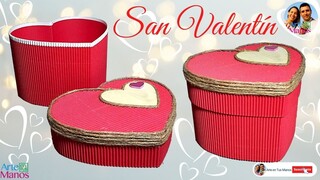 Cómo Hacer CAJAS En Forma DE CORAZÓN Con CARTÓN CORRUGADO, Fácil con Arte en Tus Manos