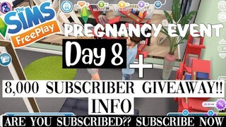 The Sims FreePlay - Pregnancy Event Day 8 + 8,000 Subscriber Giveaway News | XCultureSimsX