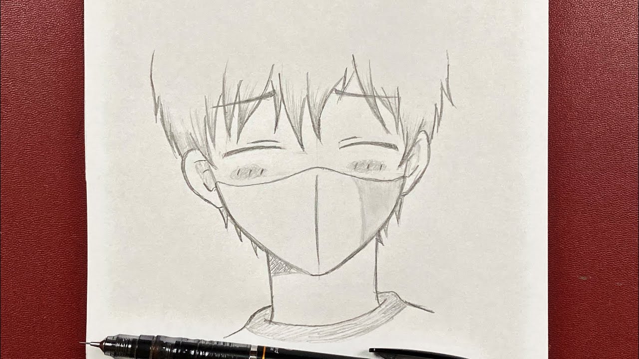 Easy Anime Drawing How To Draw Cute Boy Wearing Face Mask Step By Step Bstation