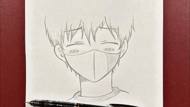Anime Boy Drawing With Mask  How To Draw Anime With Mask  Pencil Drawing   Hello Anime Boy Drawing With Mask  How To Draw Anime With Mask   Pencil Drawing