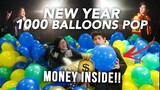 POPPING 1000 BALLOONS ON NEW YEAR! (Money Inside!) | Ranz and Niana