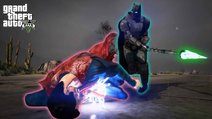 GTA 5 - Batman Kill Superman With Kryptonite Spear