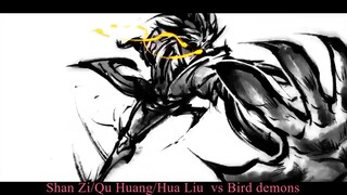 Fog Hill of Five Elements : Shan Zi/Qu Huang/Hua Liu (5th/6th/7th Di Shan Elders) vs Bird demons