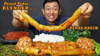 MAKAN PEDAS SAMBEL MERCON KECOMBRANG KULIT SAPI +  LALAPAN MENTAH TUMIS GENJER SAMBEL MENTAH