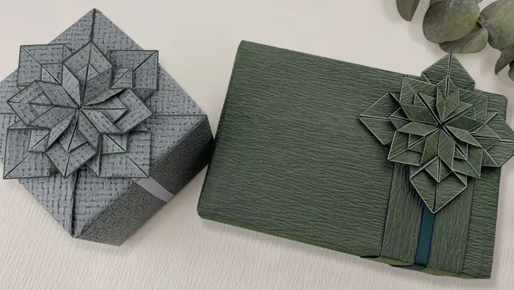 [Gift Wrapping] Tutorial Of Gift Box Wrapping + Origami Flower