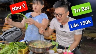 Như Ý và Trí Bot review lẩu vịt nấu chao đang bán tại tiệm Bánh tráng trộn DIVA Cát Thy